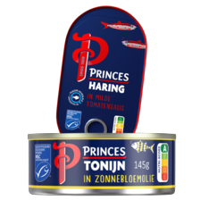 Princes tonijnstukken of haring in tomatensaus